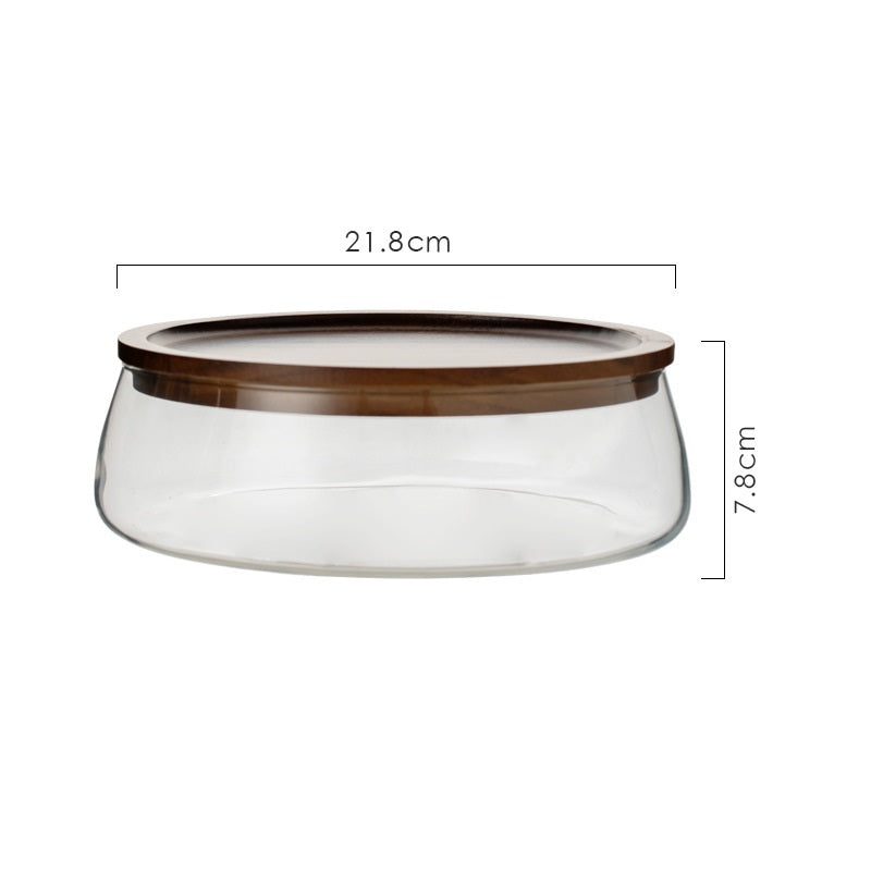 Glass Container With Wooden Lid