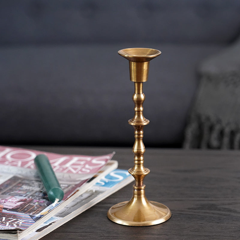 Distressed Brass Candle Holder