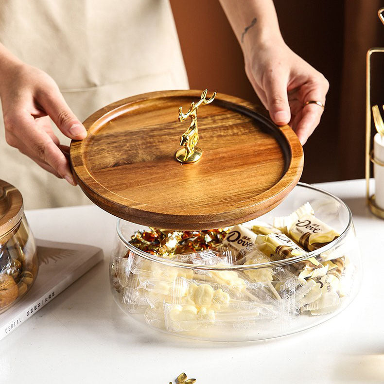 Glass Container With Wooden Lid