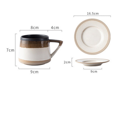 Japanese Stoneware Coffee Cup and Saucer Set