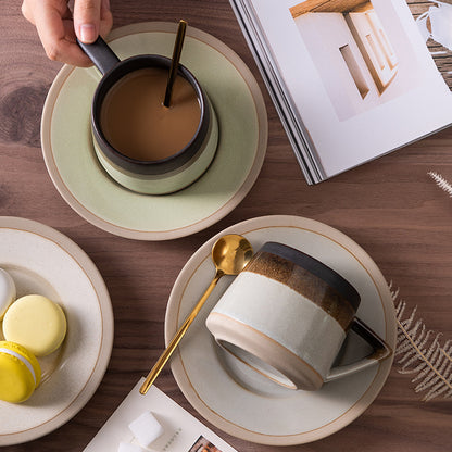 Japanese Stoneware Coffee Cup and Saucer Set