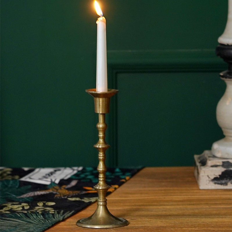 Distressed Brass Candle Holder